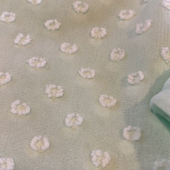 Lauren Conrad Swiss Dot Mint Green Popover 3/4 Sleeve Summer Top Size Medium - Picture 7 of 9